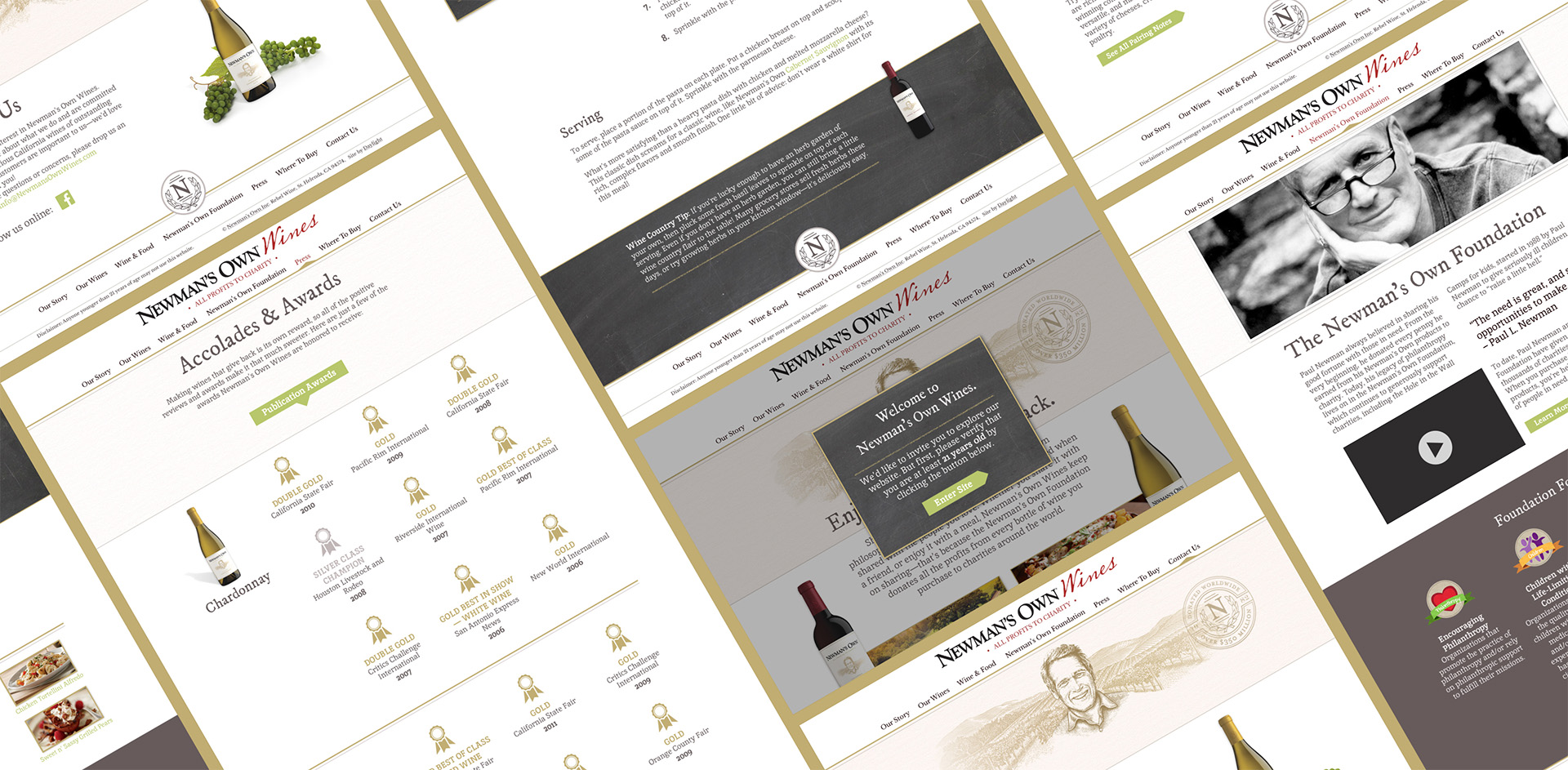 Newman’s Own Wines website pages screenshots