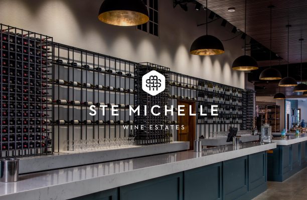 A wine bar with a text Ste. Michelle Wine Estates