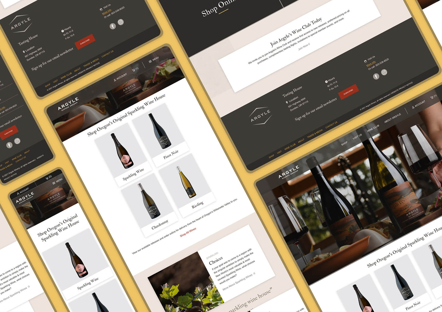 Argyle Winery website responsive design