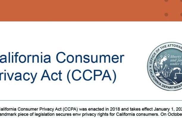 California Consumer Privacy Act (CCPA) document on an orange background