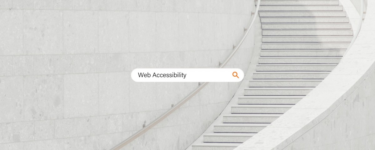 An image of a stairway with the word Web Accessibility