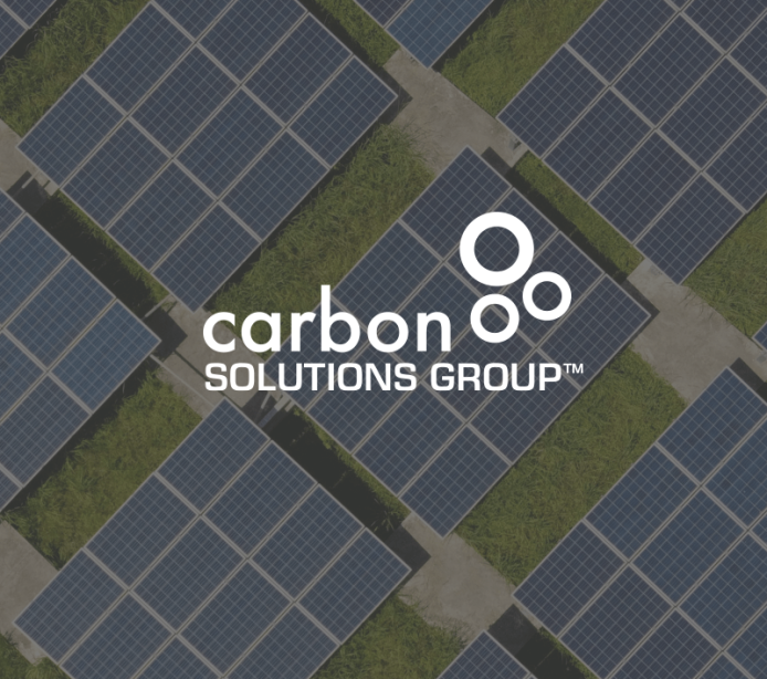 Solar panels with the Carbon Solutions Group logo